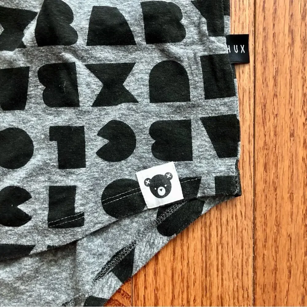 Huxbaby Mini-malist Gray Black Logo Spell-Out Knit Dress Girl’s Size 6